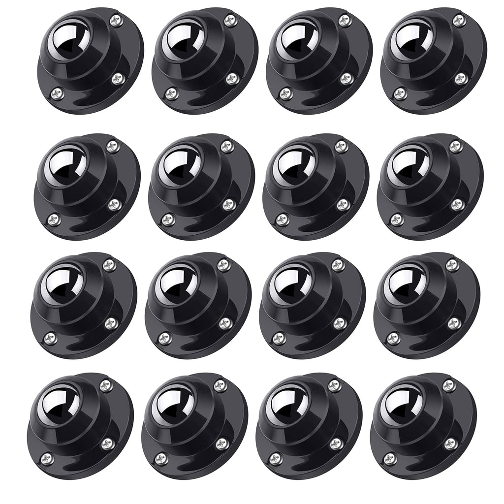 PlusRoc 16 Pack 1 Inch Self Adhesive Caster Wheels for Furniture Mop Bucket, Load Capacity 28 LBS Per Wheel, Low Profile Swivel Wheels for Small Appliance Storage Bins