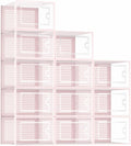 Kuject Shoe Organizers Storage Boxes for Closet, 12 Pack Clear Plastic Stackable Storage Bins with Lids, Under Bed Shoe Containers for Entryway, Drop Front, Fit up to Women's Size 10,Pink