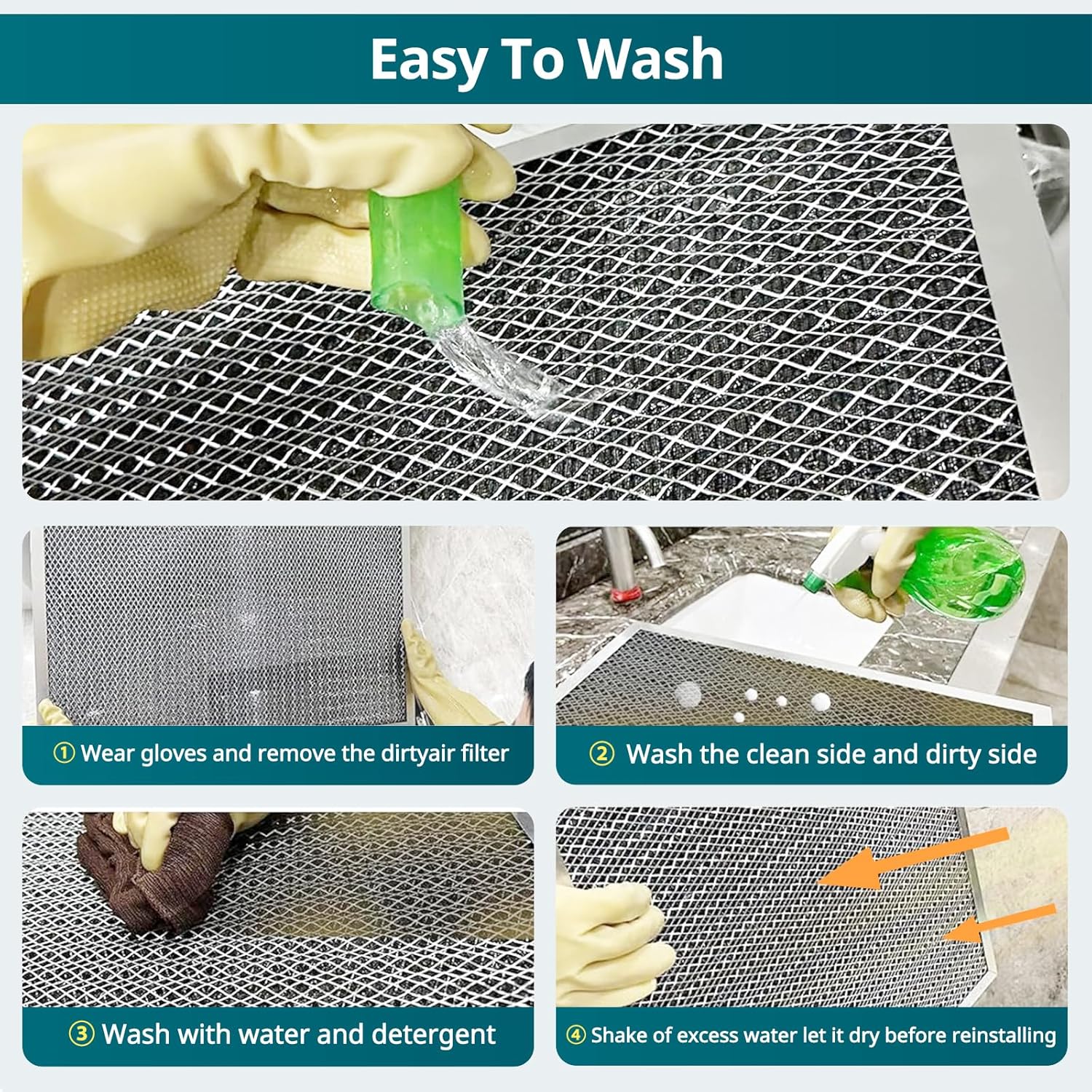 Torjim 24x24x1 Air Filter-MERV8, Washable & Reusable AC/HVAC Permanent Electrostatic Furnace Filters, Breathe Fresher, Easy Install