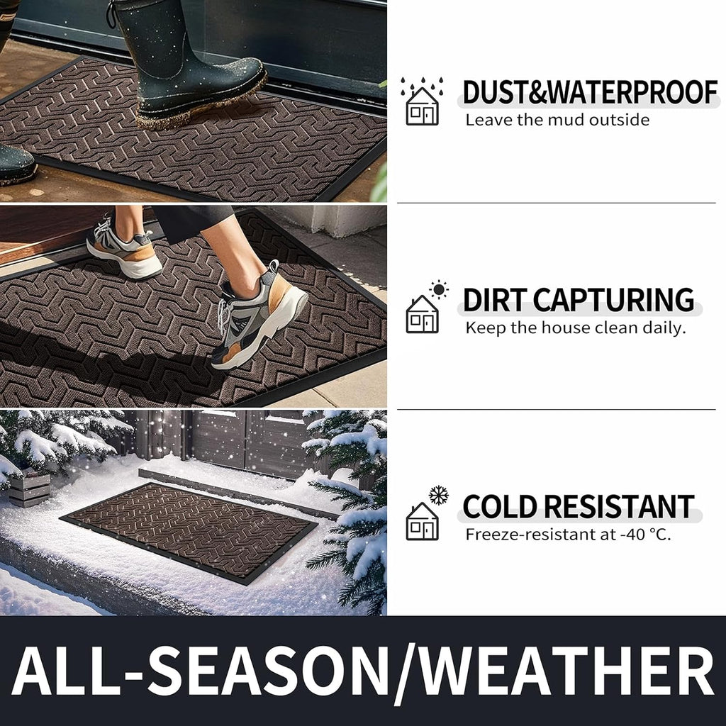 Yimobra Large Door Mat Outside Entrance 36x24, Waterproof Heavy Duty Outdoor Mats for Front Door, Non Slip Rubber Entry Mat for Garage Patio, Easy Clean, Brown