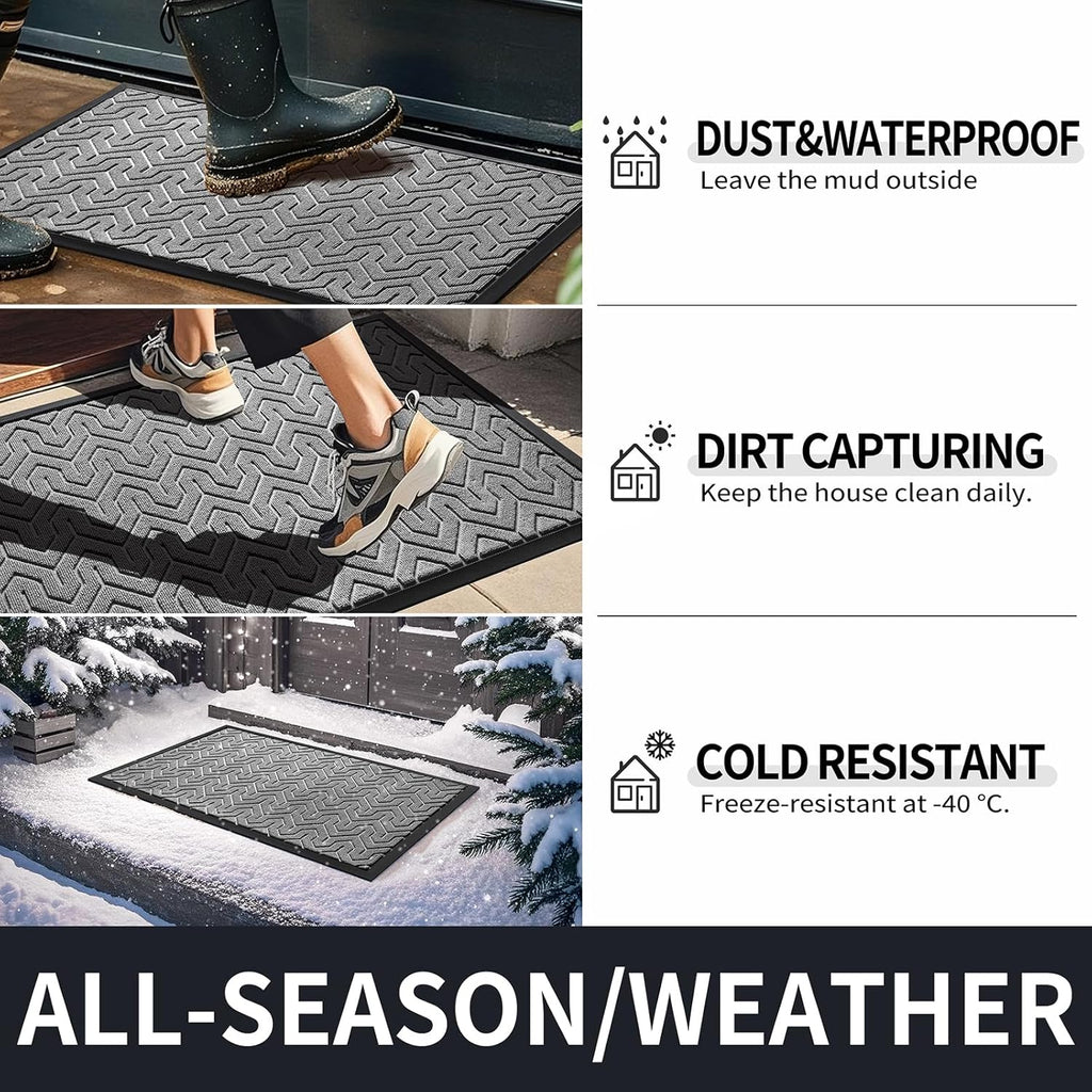 Yimobra Large Door Mat Outside Entrance 47x32, Waterproof Heavy Duty Outdoor Mats for Front Door, Non Slip Rubber Entry Mat for Garage Patio, Easy Clean, Grey