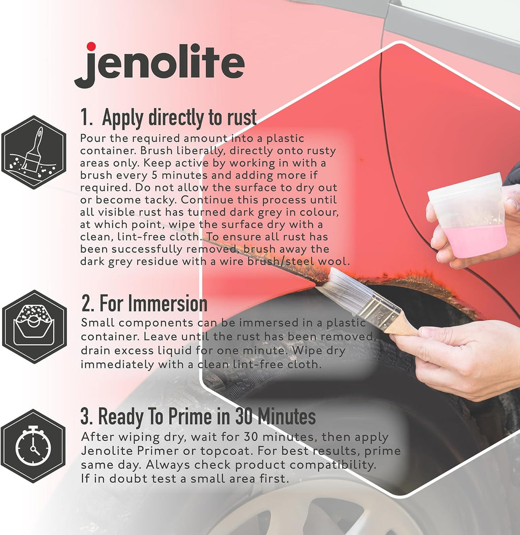 JENOLITE Rust Remover for Metal - Fast Acting No Drip Thick Liquid - Industrial Strength, Removes Rust Back to Bare Metal - 17oz (500ml)