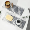 2PCS Bathroom Sink Vanity Trays, Water Absorbing Diatomite Stone Quick Drying Mat for Kitchen Counter, Dish Rack Dispenser Sponge Holder Caddy Organizer, Marble Crack, 9"x3.5"