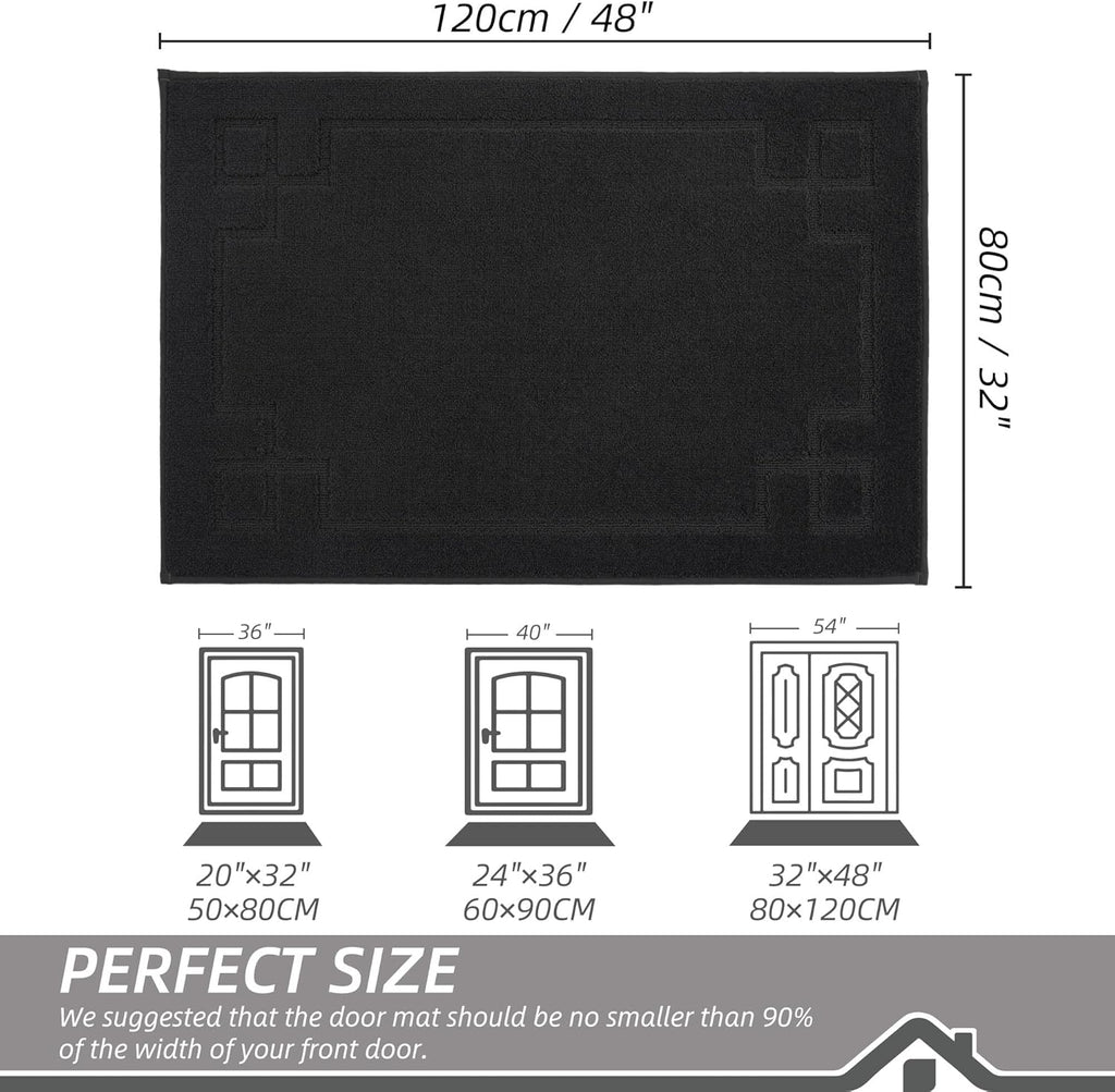 BEQHAUSE Door Mat 32" x 48", Non-Slip Door Mats Indoor Entryway Rugs Washable Low-Profile Absorbent and Stain Resist Floor Mats, Dog Door Mat for Front Back Door, Muddy Wet Shoes & Paws, Black
