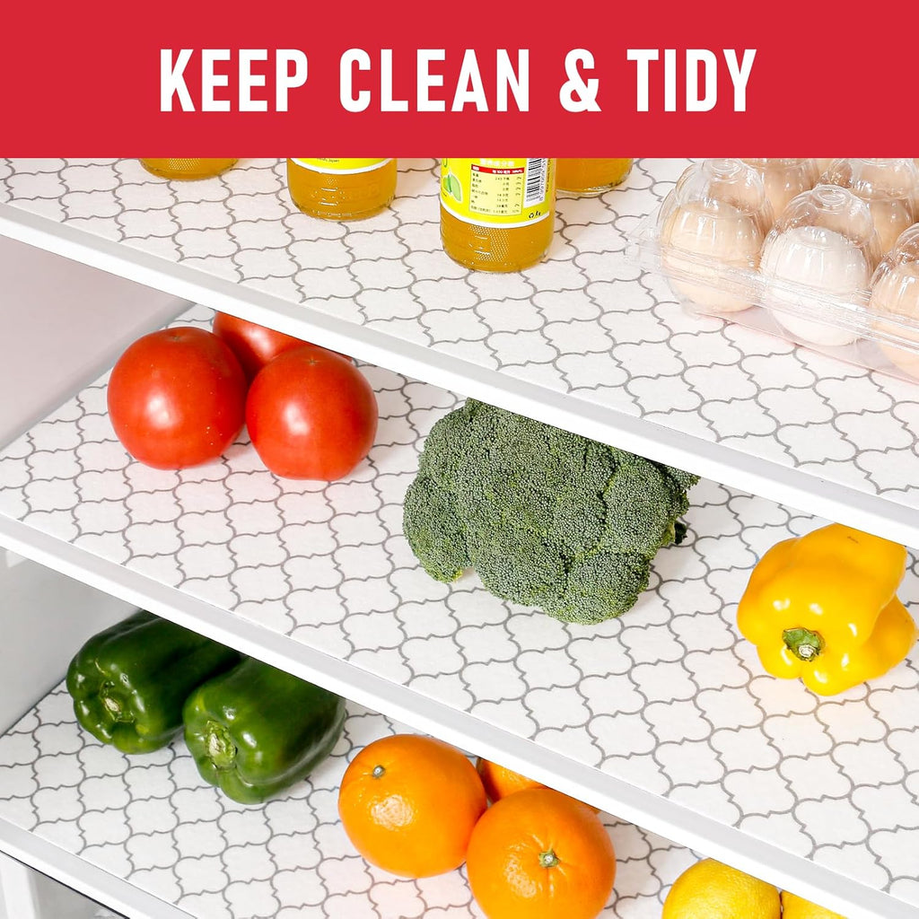 Cooyes 12 Pack Refrigerator Liners, Non Slip Fridge Mats Washable, Refrigerator Shelf Liner for Glass Shelves and Drawers, Keep Produce Fresh Longer, 12" × 24"