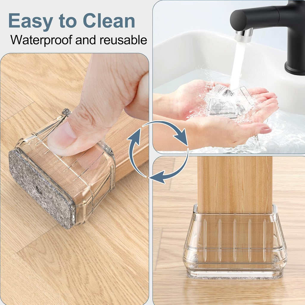 24PCS Rectangular Chair Leg Floor Protectors for Hardwood Floors, Thicken Rubber Chair Leg Cap Covers, Non Slip Furniture Leg Pads to Protect Wood Tile Floors from Scratches and Reduce Noise