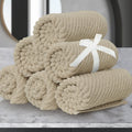 VOOVA & MOVAS Beige Face Cloths, (6PC, 13"x13") - 100% Cotton | Lightweight | Thick | Quick Dry | Soft | Absorbent, Wash Cloths for Showering & Bathroom, Bathroom Essentials, Dark Tan
