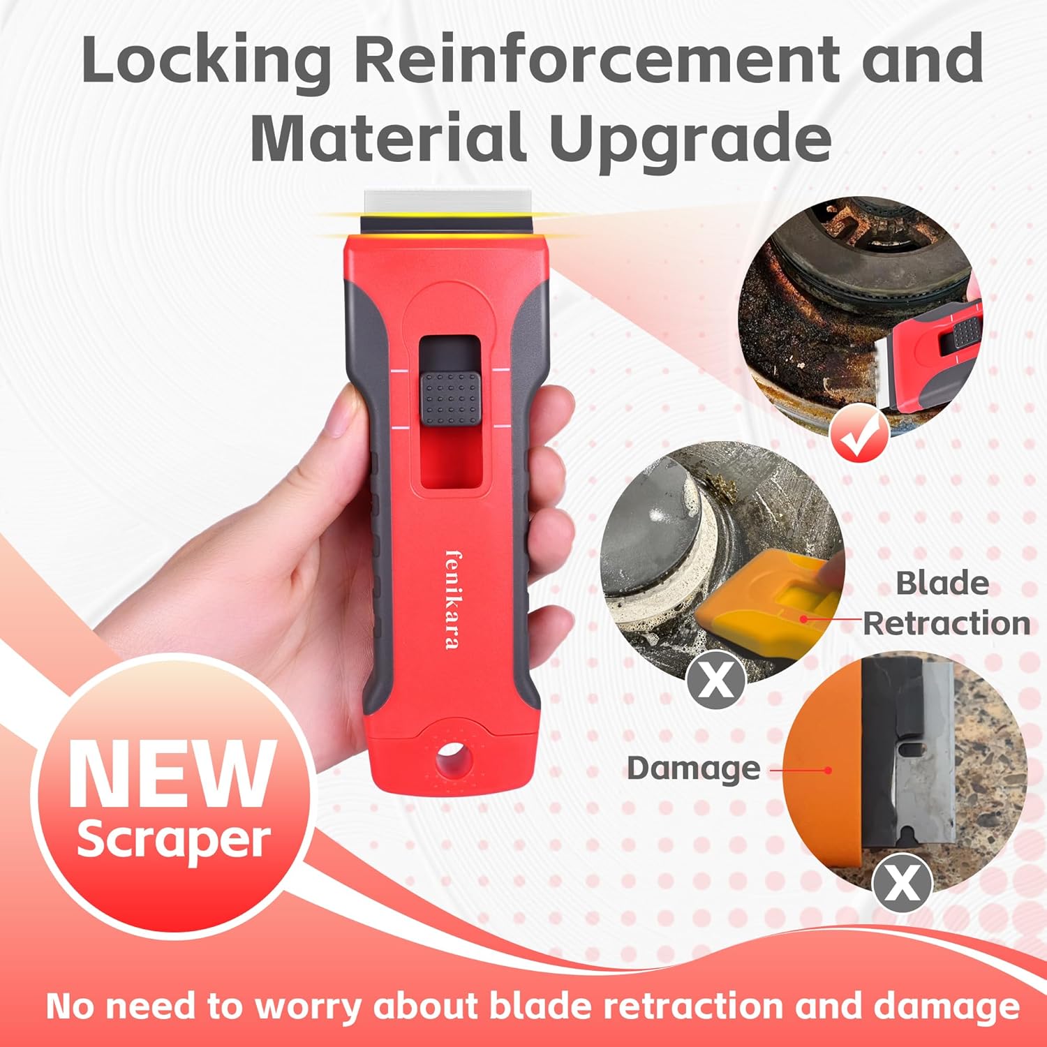 Upgraded Extractable & Magnetic Razor Blade Scraper Tool with 3PCS Plastic Razor Blade Scraper, Razor Scraper with 10 Extra Blades, Cleaning plastic Scraper Tool, sticker, Window, Glass Scraper