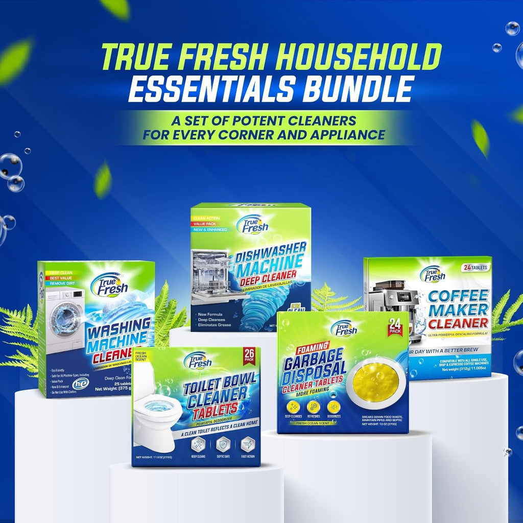 True Fresh Garbage Disposal Cleaner – 24-Pack Foaming Sink and Drain Deodorizer Tablets, Powerful Cleaning Solution for Odor Removal and Maintenance – Works with All Disposals