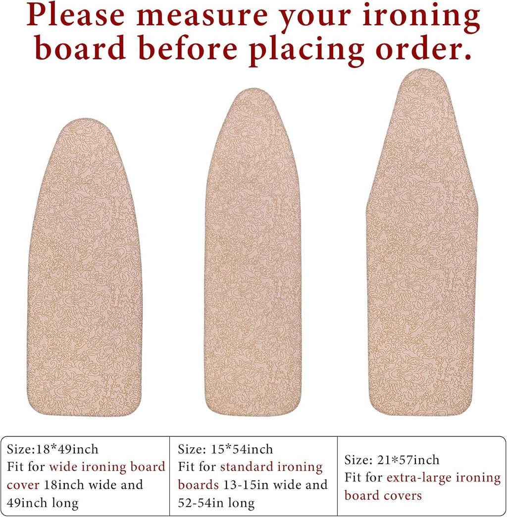 Extra-Wide Ironing Board Cover and Pad Replacement with Scorch and Stain Resistant Thick Padding and Elasticized Edge 18" x 49" Ironing Board Covers 4 Fasteners and 1 Protective Scorch Mesh Cloth