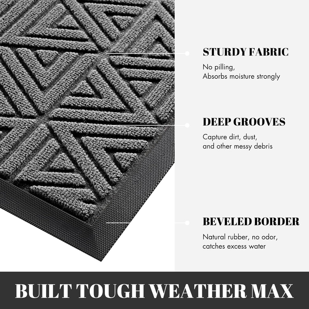 Yimobra Large Door Mat 47x24, All-Weather Waterproof Non-Slip Welcome Matt Outdoor, Heavy Duty Non Slip Doormat for Entryway for Patio and Garage Indoor, Easy Clean, Grey