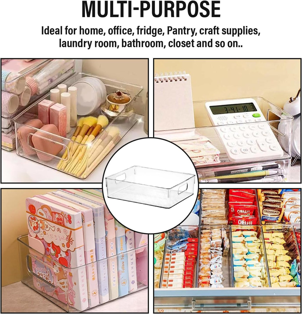 Clear Plastic Storage Bins, Home Bathroom Laundry Room Freezer Refrigerator Pantry Organizers and Storage Containers Fridge Organizer Bins Kitchen Organization Cabinet Medicine Bin for organizing