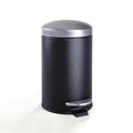 SunnyPoint 4.5 Liter(1.2 Gallon) Round Trash Can with Plastic Inner Bucket; Bathroom, Office, Kitchen and Bedroom Step On and Slow Close (BLK+SN)