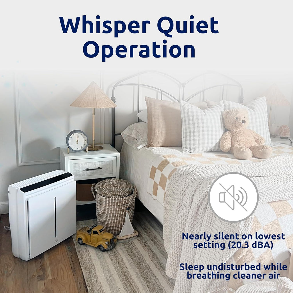 Rabbit Air, A3 SPA-1000N Air Purifiers for Home, Ultra Quiet HEPA Air Purifier - Wall Mountable Air Purifiers for Home Large Room, Allergies, Dust, Mold, Smoke & VOCs - (White, Germ Defense Filter)