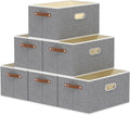 Yawinhe Foldable Storage Baskets for Shelves, Fabric Closet Organizers, Bins with 3 Handles, Cubes for Clothes, Grey, 15''Lx9.8''Wx8.3''H, 6-Pack