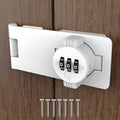 Keyless Combination Lock - 3-Digit Combination Lock for Doors - Twist Knob Hasp Latch Lock with Password Code - Zinc Alloy Door Latch for Kitchen Drawers, Cabinets, Cupboard (White)