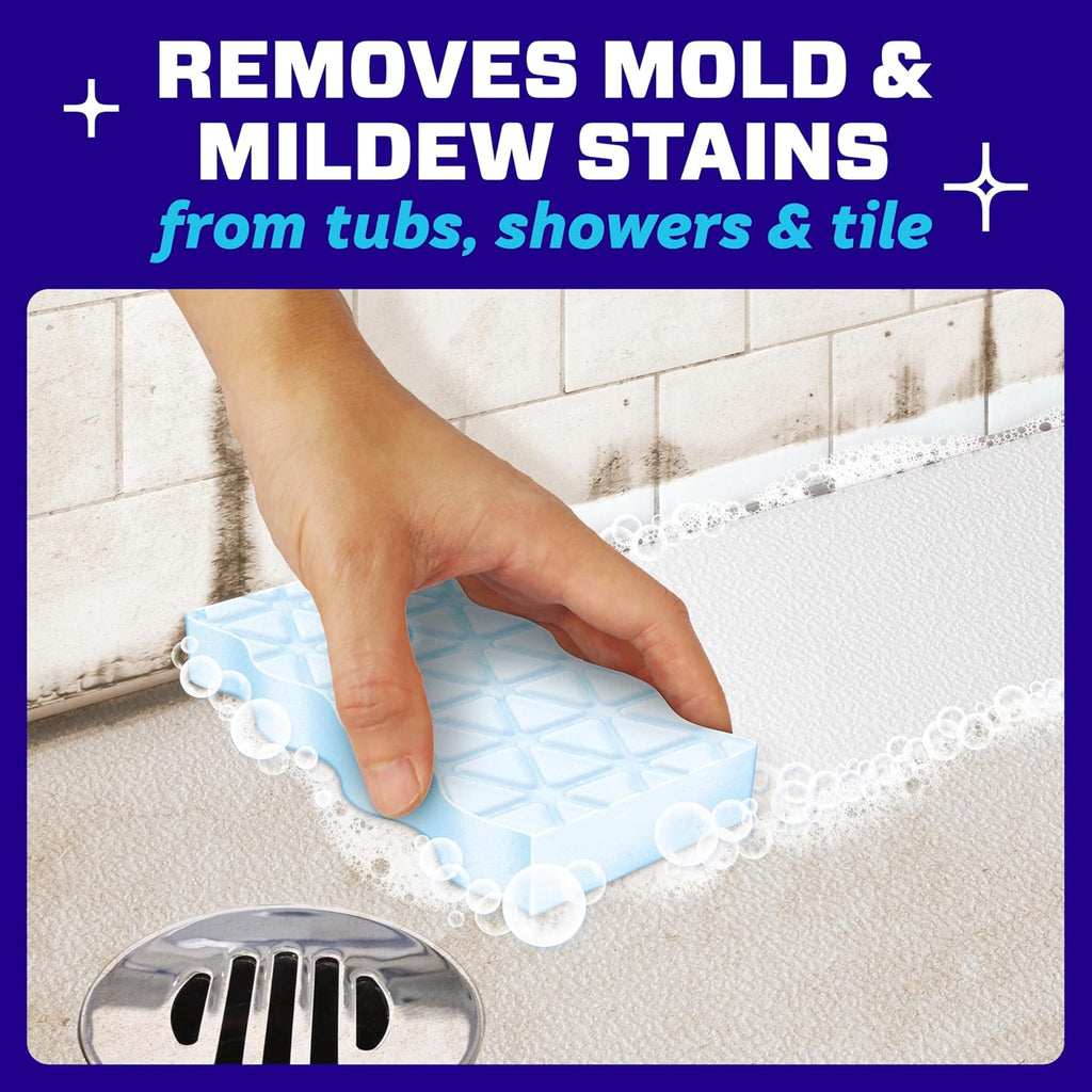 Mr. Clean Magic Eraser Sponge, Bathroom Cleaner, Soap Scum Shower & Tub Cleaner, 2 in 1 Bath, 5ct