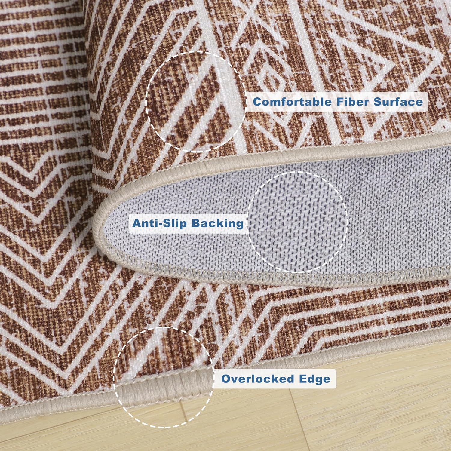 Office Chair Mat for Hardwood & Tile Floor, 40" x 55" Desk Chair Mat for Rolling Chairs, Anti-Slip Under Desk Rug Floor Protector for Home Office, Washable Area Rug for Living Room, Brown