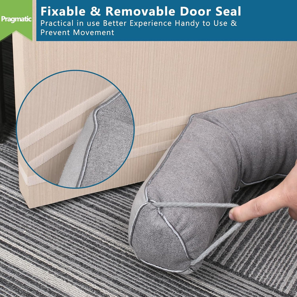 Triangular Under Door Draft Stopper 32 inch Heavy Duty Door Draft Blocker Bottom Door Seal Noise Air Door Guard for Doors and Windows, Gray