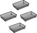 BYCY Silverware Drawer Organizer, Mesh Utensil Organizer for Kitchen Storage, Black Steel Metal Mesh Tray for Flatware Fork Spoon Knife (9x6-4P-Black)