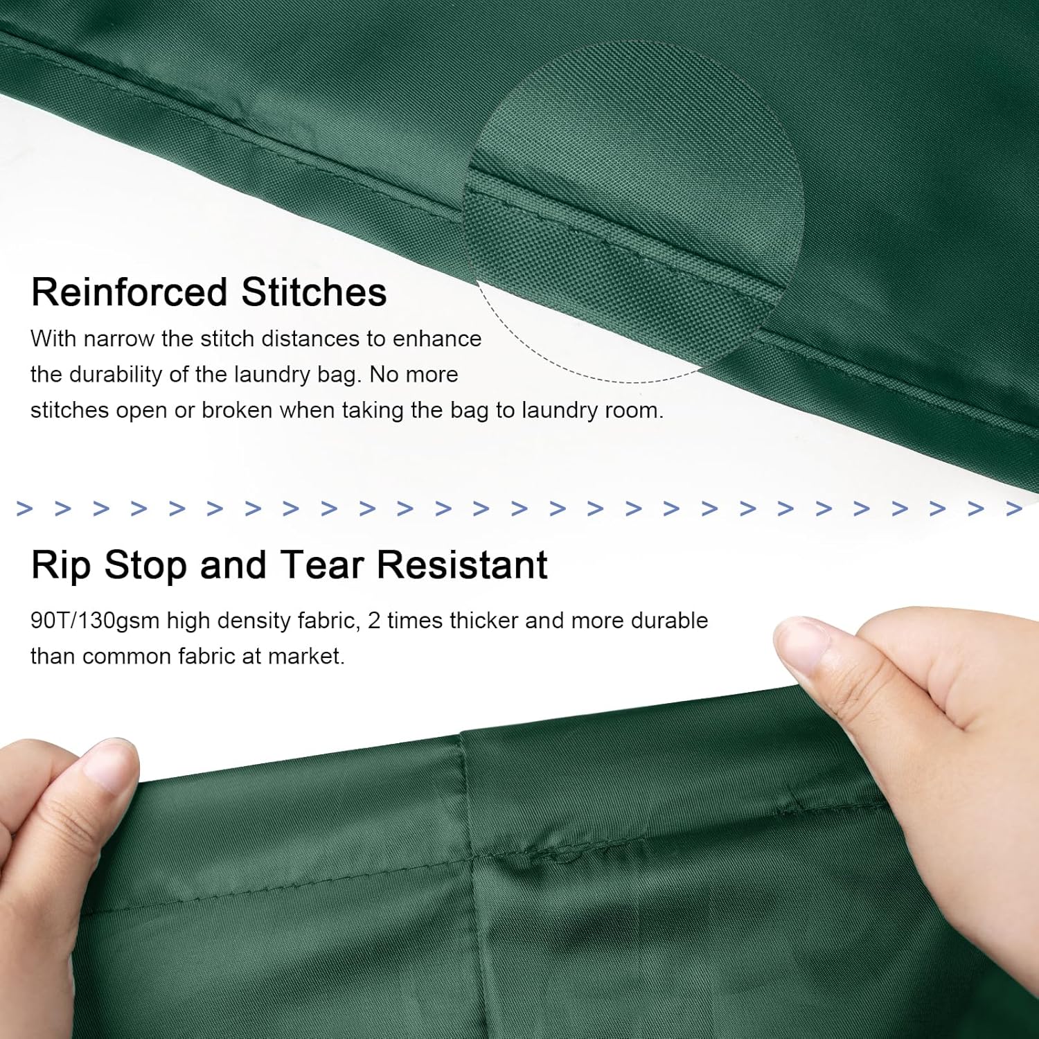 Polecasa Heavy Duty Large Laundry Bag with 130gsm Tear Resistant Fabric and Handles, Easy to Carry Durable Dirty Clothes Drawstring Bag, Perfect for College Dorm,Travel, 2 Pack 28”x36”,Green