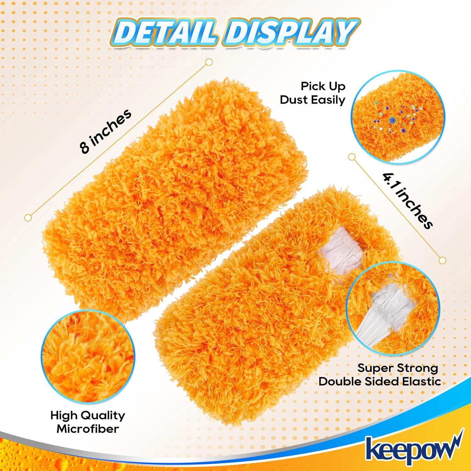 KEEPOW, 6-Pack Microfiber Reusable Refills Compitable with Hand Duster, 360 Degree Dry Microfiber for Cleaning Duster Heavy Duty Refills