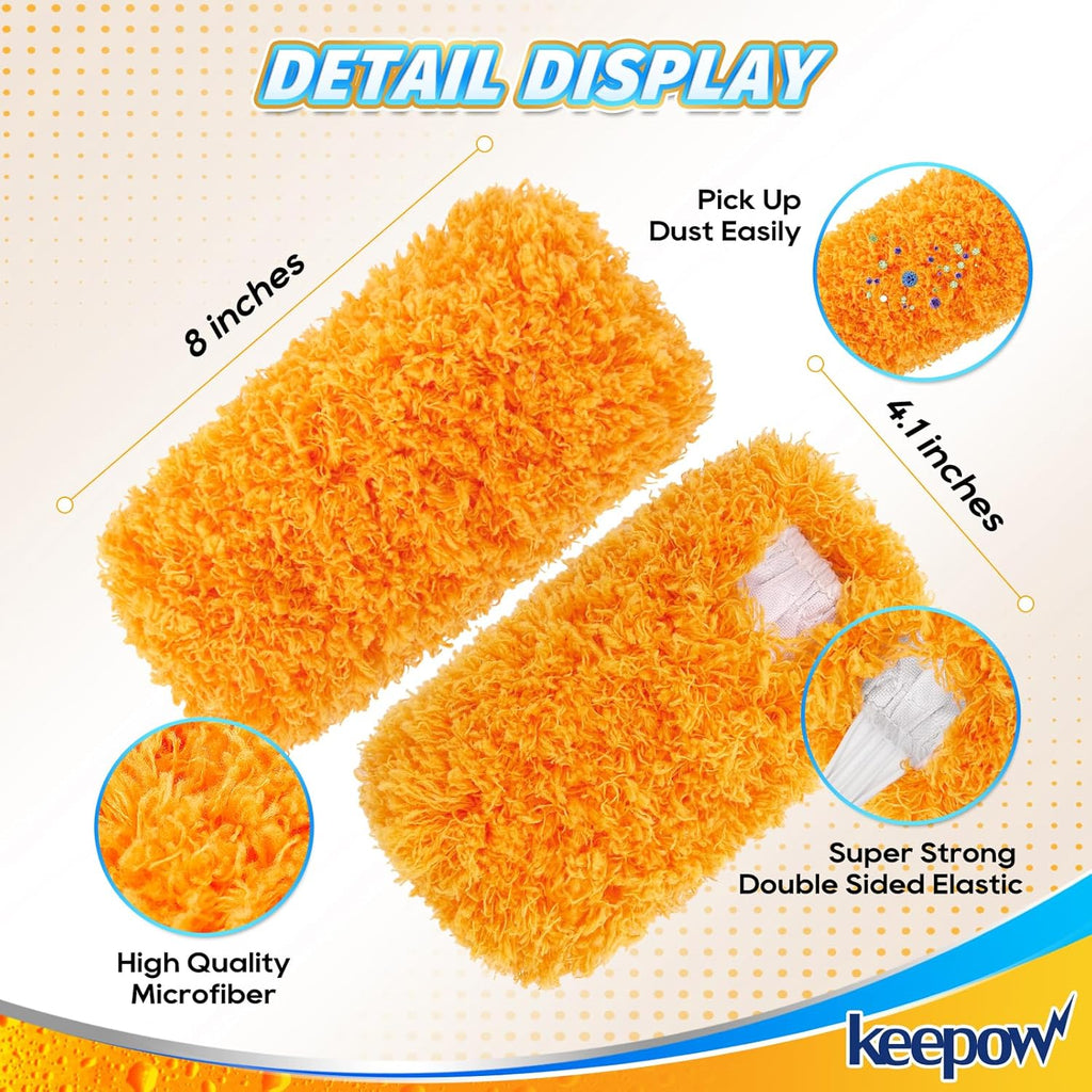 KEEPOW Reusable Microfiber Duster Refill Compatible with Swiffer Hand Duster, Heavy Duty Duster Refills, 360 Degree Dusters Refills for Cleaning, Ceiling Fan, 4 Pack (Handle is Not Included)