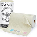 Matthew Microfiber Cleaning Cloth Roll 72Pack (12" x 12") Reusable Paper Towels&Washable Tear Away Towels,Ultra Water Absorbent Lint&Streak Free Cleaning Rags for Glass,Dishwash,Bathroom,Cars-Beige