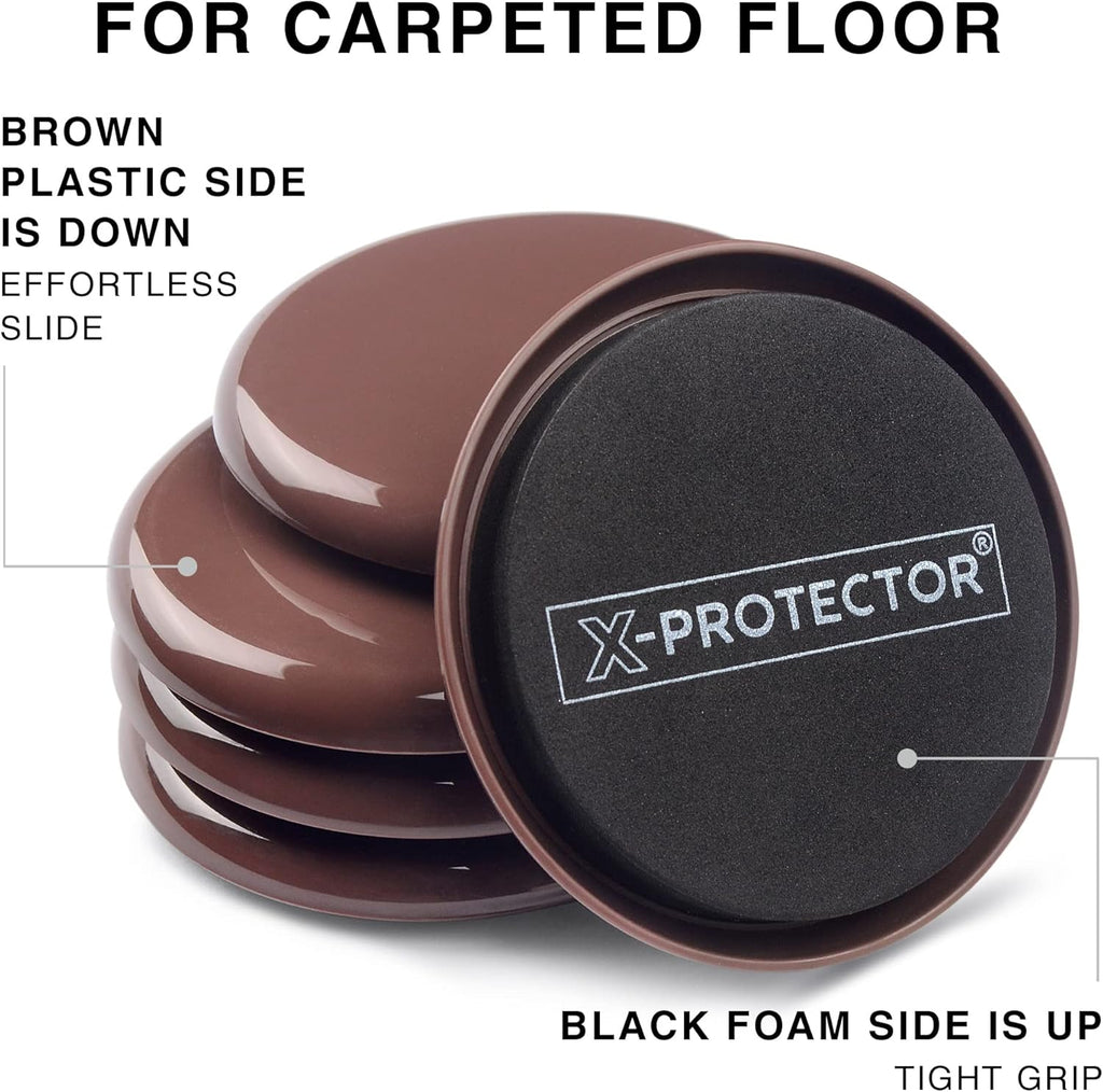 Furniture Sliders X-PROTECTOR 16 PCS – Furniture Sliders Hardwood Floors & Felt Furniture Movers – Moving Pads All Floor Types! Heavy Duty Reusable Sliders for Moving Furniture Easily & Safely!
