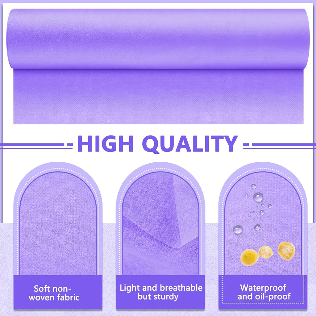 Tudomro 2 Roll Disposable Non Woven Bed Sheets 24 x 71 Inch Massage Table Paper Covers Non Woven Fabric Massage Sheets Waterproof Spa Breathable Bed Cover for Beauty Salon, Hotels(Purple)