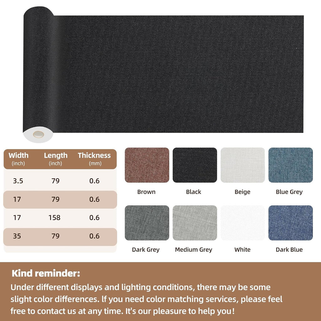 Fabric Repair Patch, 17X158 Inch Fabric Large Repair Tape, Self-Adhesive Patches for Furniture, Sofa, Car Interior, Shoes, Hand Bag, Clothing (Dark Blue, 17X158 Inch)