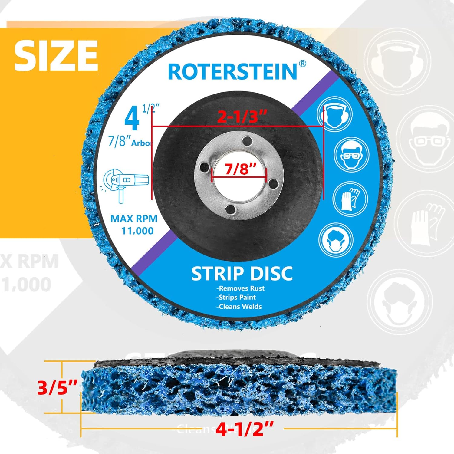 10 Pack Strip Discs Stripping Wheel 4.5 inch for Angle Grinder Clean and Remove Paint Coating Rust Welds Oxidation (4-1/2" x 7/8")