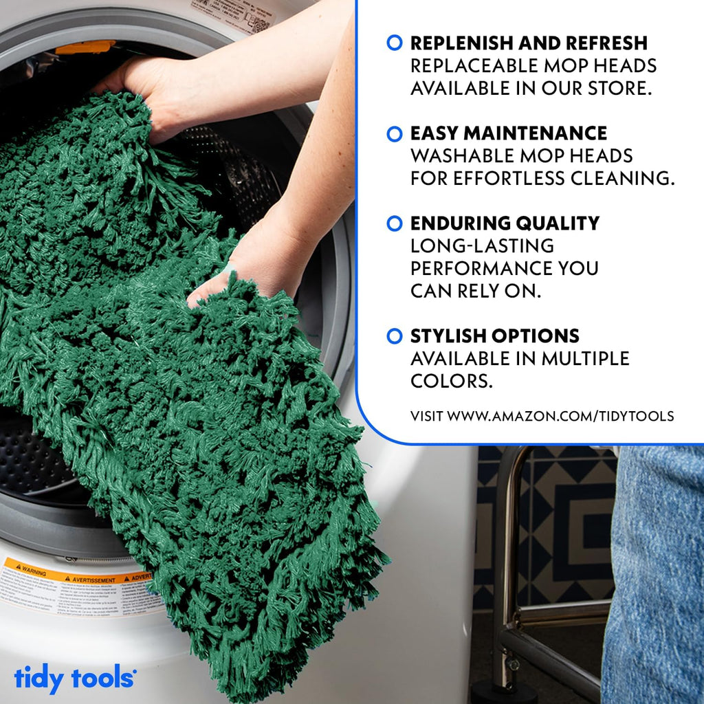 Commercial Dust Mop Replacement Head – 36 x 5 in. Cotton Nylon Reusable Mop Head – Industrial Dust Mop Refill for Floor Cleaning & Janitorial Supplies, Green