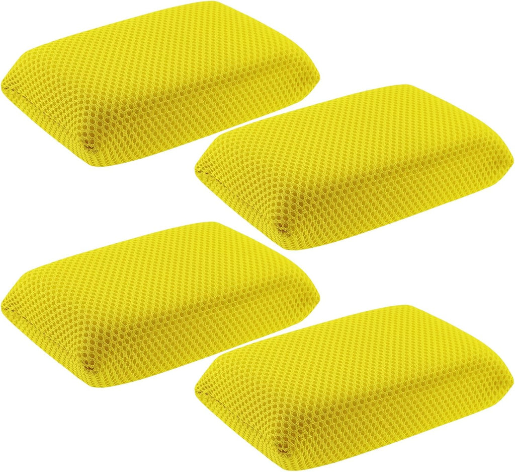 4 PCS Bug Scrubber Sponge Car, Bug Remover Wash Sponge，Car Cleaning Sponge for Bugs, Tar, Grime - Paint-Safe, Reusable Wash Sponges Kit(Yellow)