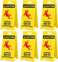 MATTHEW CLEANING 25'' Industrial Wet Floor Sign 6 Pack 2-Sided Durable Corrugated Plastic Birght Yellow Multilingual Warning Signs Commercial Caution Wet Fold-out Floor Signs For Indoors