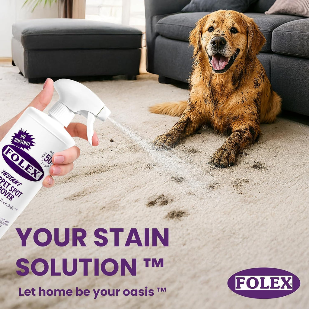 FOLEX Instant Carpet Spot Remover 128 oz - Powerful Stain Remover for Carpets, Upholstery & Rugs - Eliminates Pet Stains, Grease, Red Wine, Food, Makeup & More - With Reusable Cleaning Cloth - 2 Pack