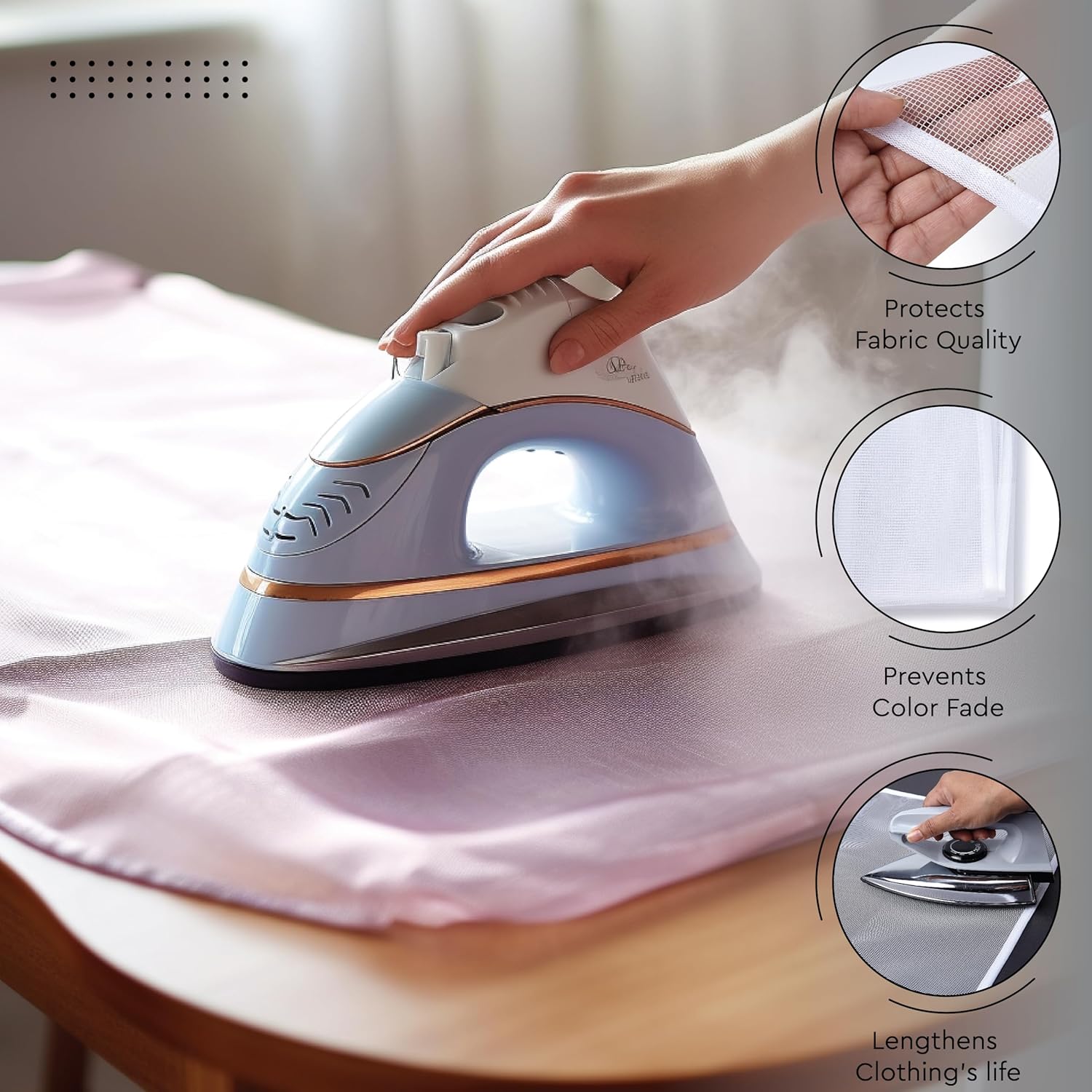 Encasa XO Ironing Board Cover and Pad 49"x18" - Free Silicone Iron Rest & Mesh Cloth - 4mm Felt, Wide Iron Board Cover with Padding - Heat Resistant, Non Slip Drawstring Wildflowers