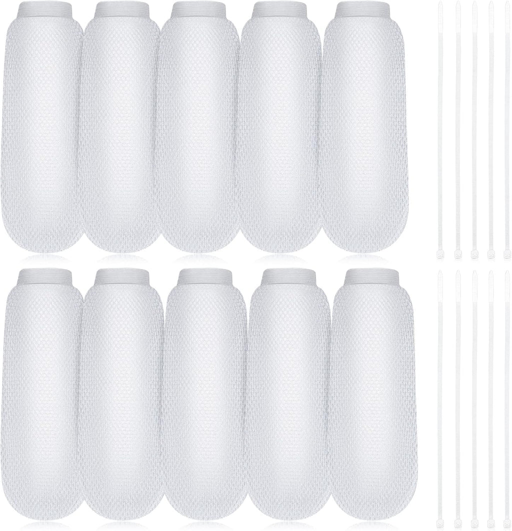 LEIFIDE 10 Pieces Lint Traps for Washing Machine Hose and Cable Ties Set Laundry Lint Catcher Nylon Mesh Trap for Washer Hose Fits Most Washing Machines, White