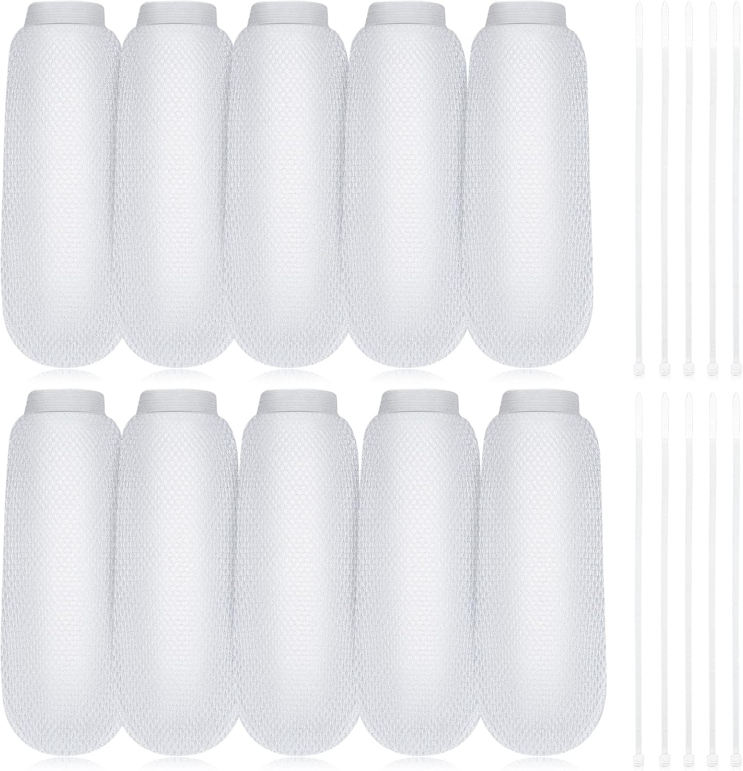 LEIFIDE 10 Pieces Lint Traps for Washing Machine Hose and Cable Ties Set Laundry Lint Catcher Nylon Mesh Trap for Washer Hose Fits Most Washing Machines, White