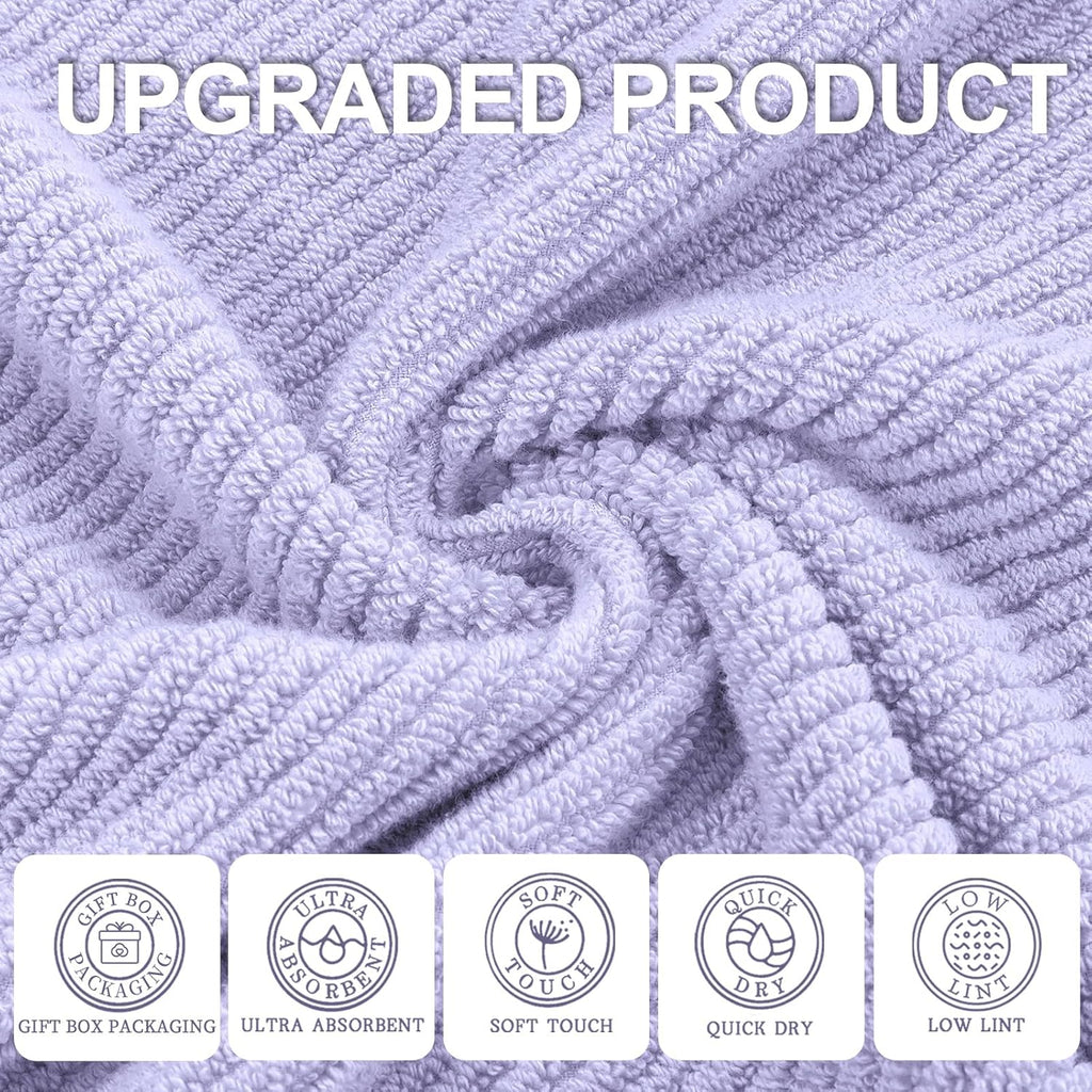 VOOVA & MOVAS Purple Hand Towels, 4PC Large 18"x 28" - 100% Cotton | Lightweight | Thick | Quick Dry | Soft | Absorbent, Hand Towels for Bathroom, Bathroom Essentials, Lavender