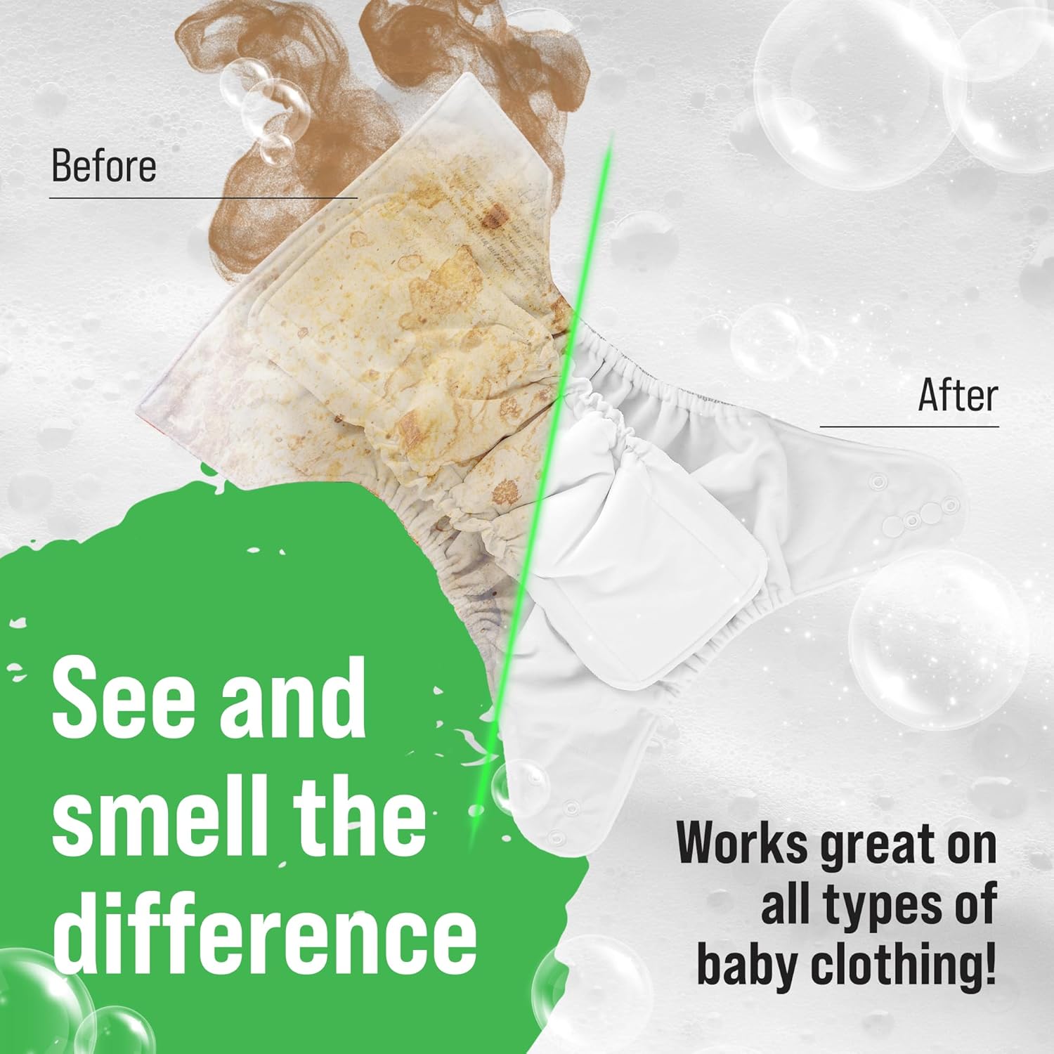 Rockin' Green Laundry Detergent, Plant based, All Natural Laundry Detergent Powder, Vegan and Biodegradable Odor Fighter, Safe for Sensitive Skin (Baby Cloth Diaper 90 Loads Unscented)