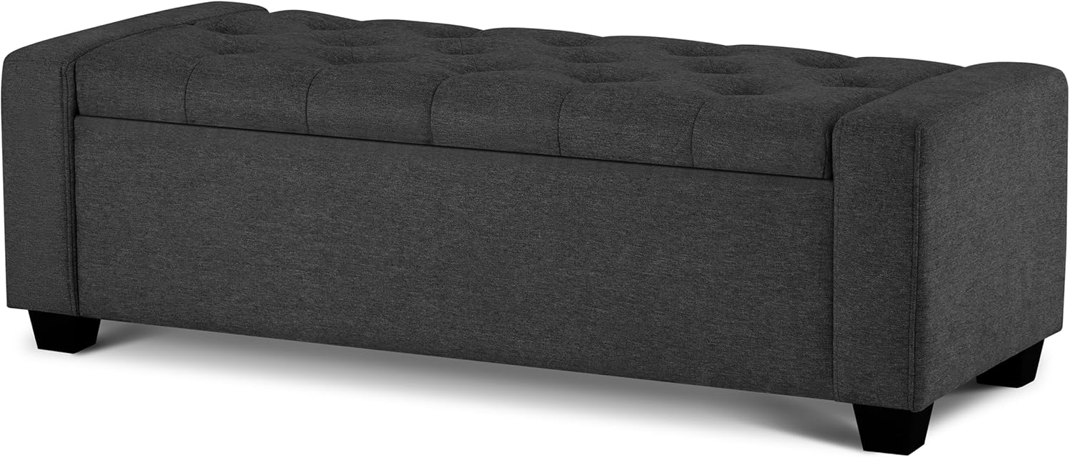 48" Ottoman with Storage, Soft Storage Ottoman Bench for Bedroom, Tufted Upholstered Window Benches, End of Bed Bench for Living Room, Entryway Bench with Seating, Foot Rest, Darkgrey