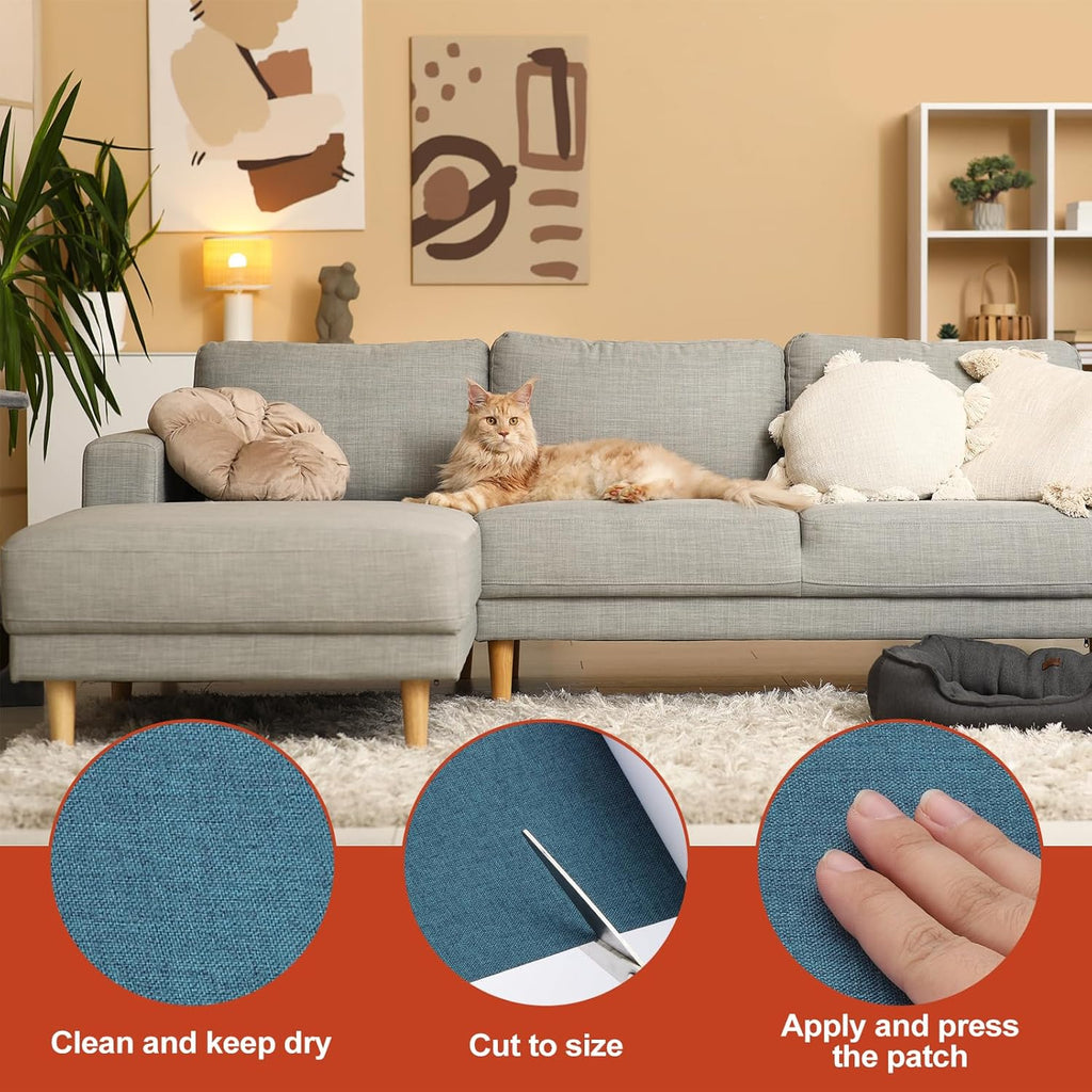 PATIKIL 70x6.2 Inch Linen Repair Tape, Repair Fabric Patch Self Adhesive Couch Patch Line Repair Patch for Furniture Sofa Car Seats Office Chairs, Dark Blue