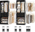 Closet System, Up to 134"/11.2 FT Closet Organizer with 4 Wooden Drawers and Shelves, Walk-in Closet System with 6 Hanging Rods, Built-in Closet Can Fit 96"/8FT, 120"/10FT, Black