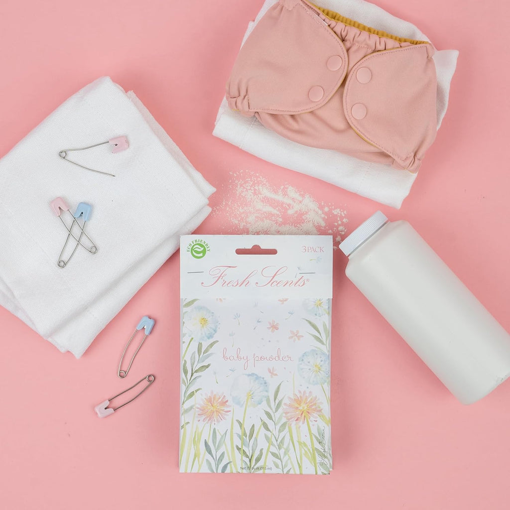 WILLOWBROOK | Fresh Scents Scented Sachet Packet | Baby Powder | Air Freshener Bags for Drawers, Closets, Cars | 6 Pack | Long Lasting Home Fragrance
