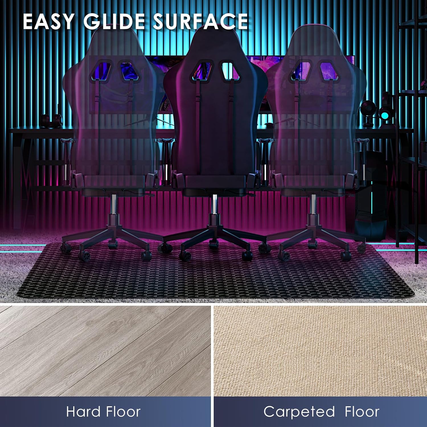 Vicwe Office Chair Mat for Carpet, 55"x36" Anti-Slip Waterproof Floor Protector Desk Chair Mat for Rolling Chairs, Heavy Duty Chair Mat with Studs,Easy Glide Floor Mat for Home,Gaming
