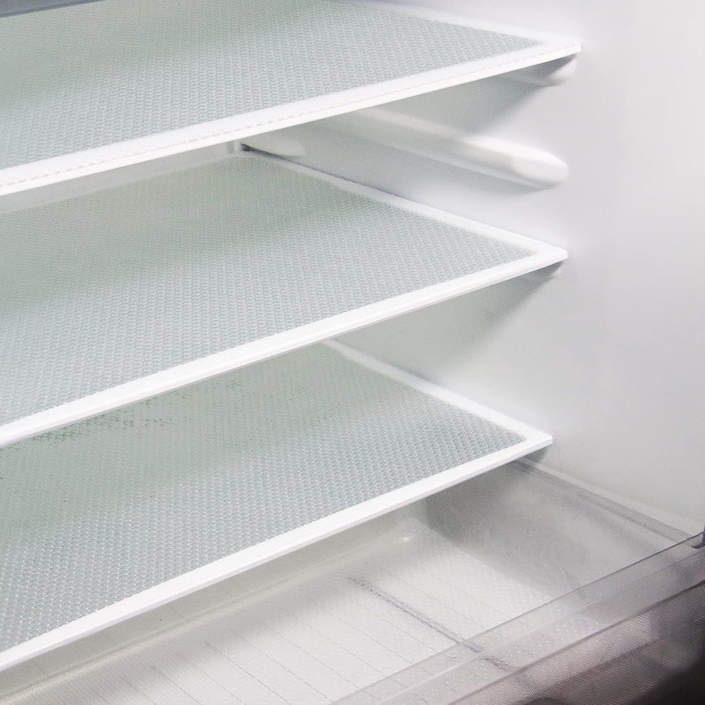 8Pcs Refrigerator Liners, Washable Fridge Liner Mats Covers Pads for Glass Shelf Cupboard Cabinet Drawer Home Kitchen Accessories Organization (Clear)