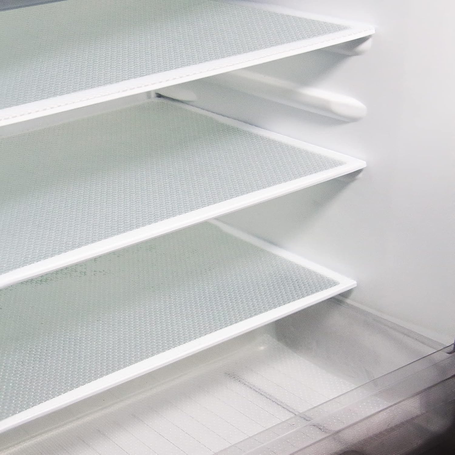 8Pcs Refrigerator Liners, Washable Fridge Liner Mats Covers Pads for Glass Shelf Cupboard Cabinet Drawer Home Kitchen Accessories Organization (Clear)