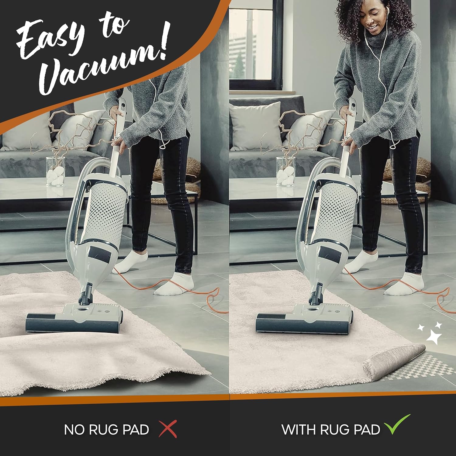 Nevlers 2 ft x 60 ft White Non Slip Rug Gripper Roll for Runners, Larger Rugs & Carpets | Strong Suction Non Skid Rug Pad for All Hard Surface Flooring | Breathable PVC Carpet Pad Anti Slip Rug Grips
