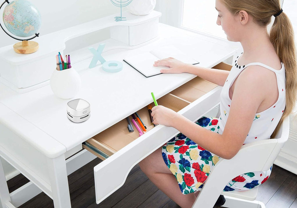 ODISTAR Desktop Vacuum Cleaner, Mini Table dust Sweeper Energy Saving,High Endurance up to 400 mins,360º Rotatable Design for Keyboard/Home/School/Office (White Charging)
